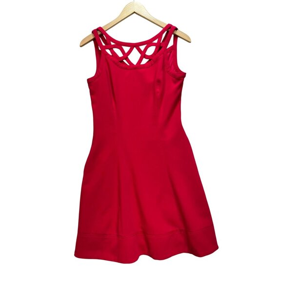White House Black Market Women Fit & Flare Cocktail Dress Size 6 Red Sleeveless - Picture 1 of 11